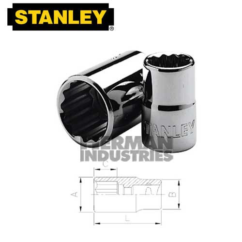 STANLEY Socket Standard 1/2" Drive 12 Point 15 mm Model 86-547-1-23
